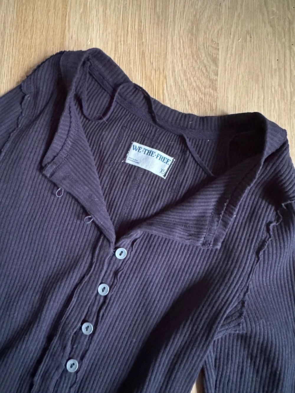 Free People It's On Thermal Rib Button-Up Shirt XS